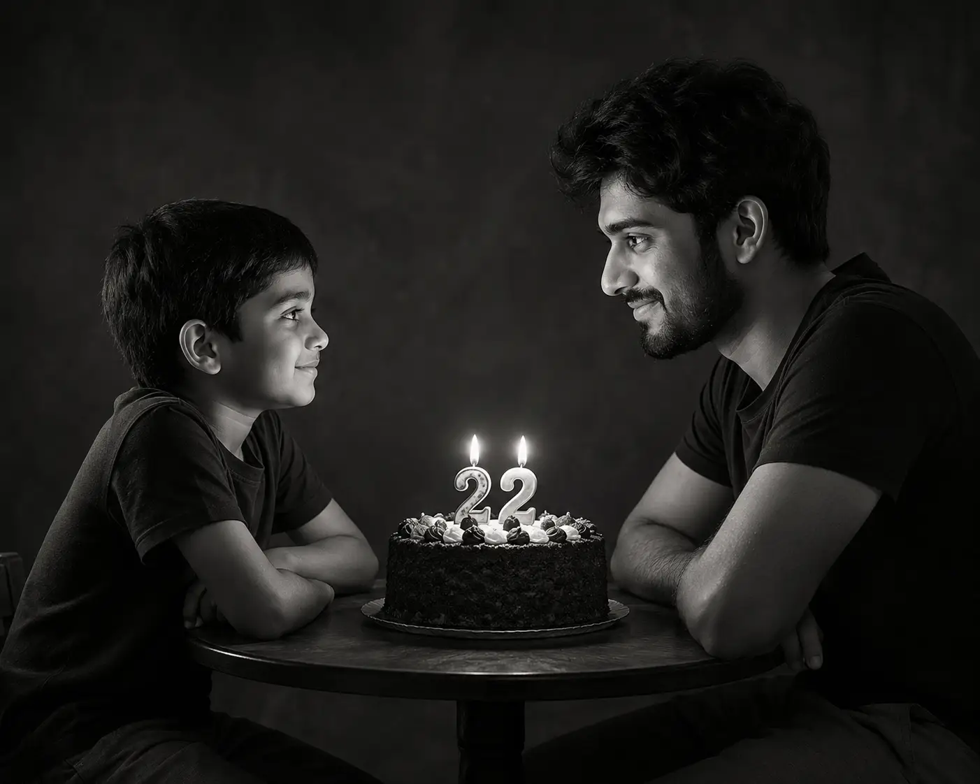 Emotional Black and White Childhood vs Present Portrait Prompt